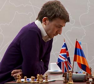 Luke McShane moving in for the kill against Levon Aronian in the game of the day. Photo © 