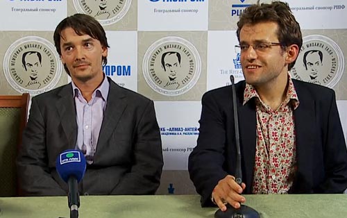 Alexander Morozevich with Levon Aronian at their press conference