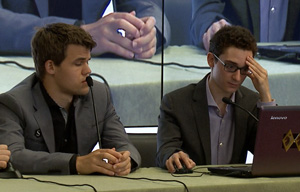 Carlsen discussed the Rook ending with Caruana. Might be worth reviewing as instructional. Photo © 