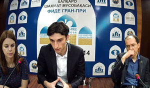 Baadur Jobava during his press conference with Rustam Kasimdzhanov. Photo © 