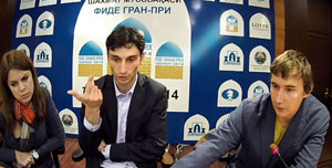 Baadur Jobava during his press conference with Sergey Karjakin. Photo © 