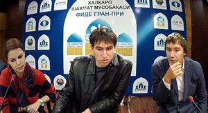 Andreikin demonstrated his win against Karjakin in round 6. Photo ©