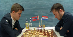 Carlsen didn't have things all his own way vs Saric in the final round. Photo © 