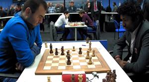 Mamedyarov beat Adhiban to take the lead on his own in the last game to finish in round 6. Photo © 