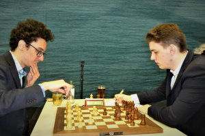 Fabiano Caruana beat Jan-Krzysztof Duda in Round 12. Photo © Michiel Abeln.