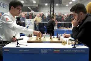 Anish Giri missing his final chance against Parham Maghsoodloo. Photo © 