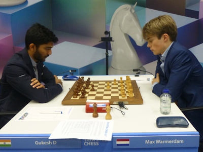 Warmerdam vs Gukesh Tata Steel 2025 Round 10 Photo © Michiel Abeln.