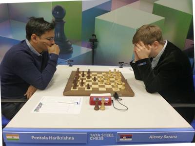 Sarana vs Harikrishna Tata Steel 2025 Round 11 Photo © Michiel Abeln.