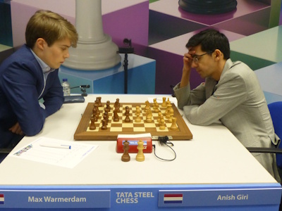 Giri vs Warmerdam Tata Steel 2025 Round 11 Photo © Michiel Abeln.