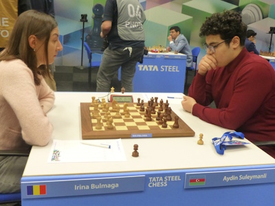 Bulmaga vs Suleymanli Challengers Tata Steel 2025 Round 13 Photo © Michiel Abeln.