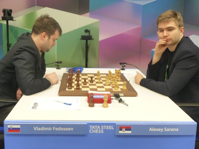 Sarana vs Fedoseev Tata Steel 2025 Round 6 Photo © Michiel Abeln.