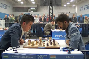 Nodirbek Abdusattorov allowed Gukesh to escape with a draw in Round 6. Photo © 