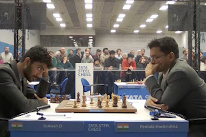 Gukesh beat Pentala Harikrishna in Round 7. Photo © 