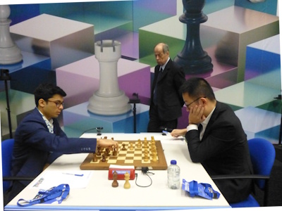 Wei Yi vs Mendonca Tata Steel 2025 Round 7 Photo © Michiel Abeln.