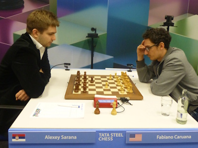 Caruana vs Sarana Tata Steel 2025 Round 7 Photo © Michiel Abeln.