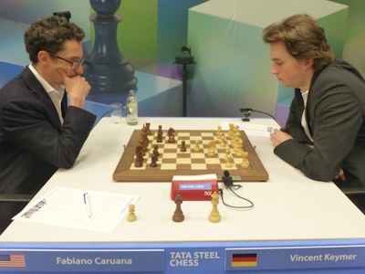 Keymer vs Caruana Tata Steel 2025 Round 8 Photo © Michiel Abeln.