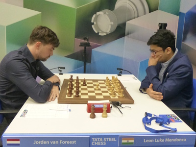 Mendonca vs Van Foreest Tata Steel 2025 Round 8 Photo © Michiel Abeln.