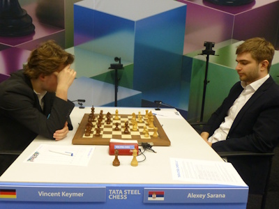 Alexey Sarana vs Vincent Keymer Tata Steel 2025 Round 9 Photo © Michiel Abeln.