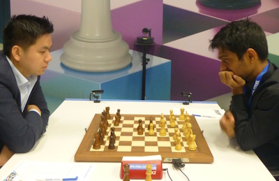 Tata Steel Round 10 Aravindh-Nguyen Photo &copy; Michiel Abeln.