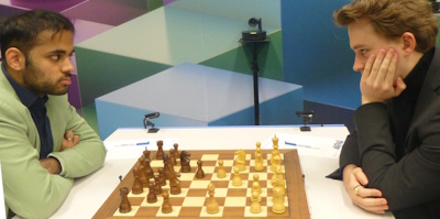 Tata Steel Round 10 Keymer-Erigaisi Photo &copy; Michiel Abeln.