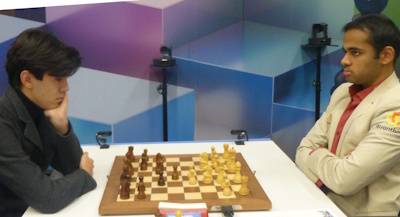 Tata Steel Round 11 Erigaisi-Sindarov Photo &copy; Michiel Abeln.