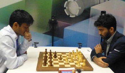 Tata Steel Round 11 Gukesh-Aravindh Photo &copy; Michiel Abeln.
