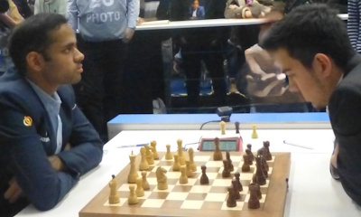 Tata Steel Round 13 Erigaisi-Abdusattorov Photo &copy; Michiel Abeln.