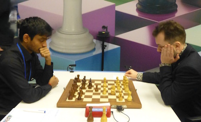 Tata Steel Round 13 Fedoseev-Aravindh Photo &copy; Michiel Abeln.