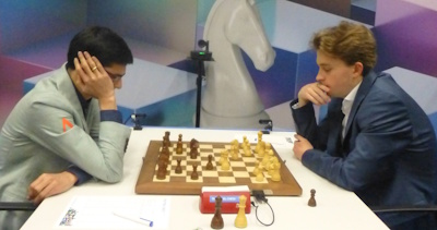 Giri vs Keymer Tata Steel Round 1 Photo &copy; Michiel Abeln.