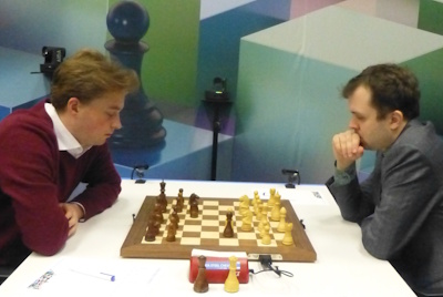 Vincent Keymer vs Viadimir Fedoseev Tata Steel Round 2 Photo &copy; Michiel Abeln.