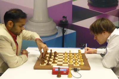 Tata Steel Round 6 Bluebaum-Erigaisi Photo &copy; Michiel Abeln.