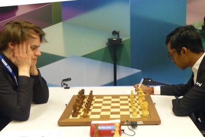 Tata Steel Round 7 Praggnanandhaa-Bluebaum Photo &copy; Michiel Abeln.