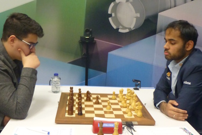 Tata Steel Round 7 Erigaisi-Erdogmus Photo &copy; Michiel Abeln.