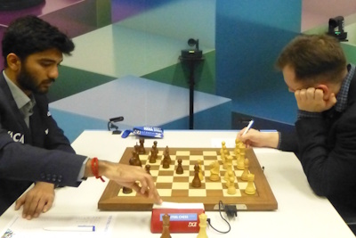 Tata Steel Round 8 Fedoseev-Gukesh Photo &copy; Michiel Abeln.