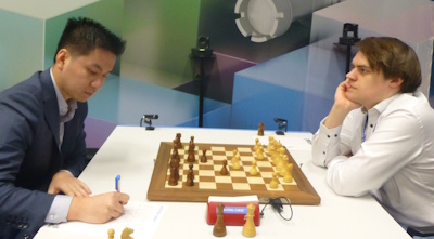 Tata Steel Round 8 Bluebaum-Nguyen Photo &copy; Michiel Abeln.