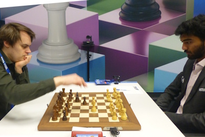 Tata Steel Round 9 Gukesh-Bluebaum Photo &copy; Michiel Abeln.