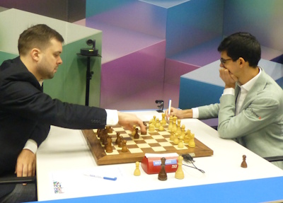 Tata Steel Round 9 Giri-Fedoseev Photo &copy; Michiel Abeln.