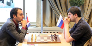 Dominguez against Svidler in Round 4. Photo © 