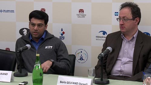 Anand and Gelfand at the Press Conference