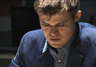 Magnus Carlsen during game 11