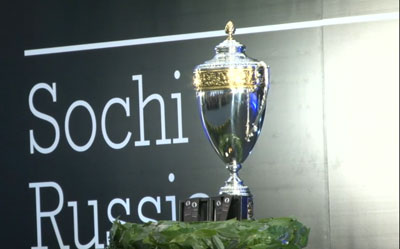 The winner's trophy and wreath