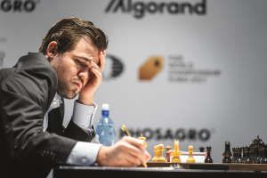 Carlsen during game 10. Photo © 