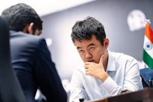 Ding wins game 12. Photo © FIDE taken from their press release.