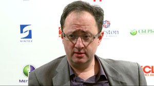 Winner Boris Gelfand is interviewed. Photo © 