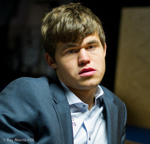 Magnus Carlsen seemed in trouble against Teimour Rajdabov but maybe it was far more difficult than at first site. Photo © Ray Morris-Hill. 