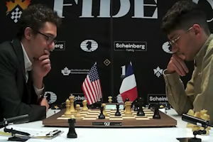 Caruana beat Firouzja after the latter collapsed in severe time pressure.