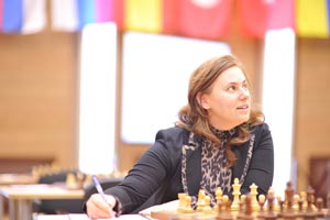 Judit Polgar beat top seed Sergey Karjakin in the first game of round 3. Photo © 