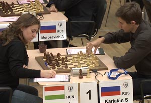 Judit Polgar got the draw she needed against Sergey Karjakin. Photo © 