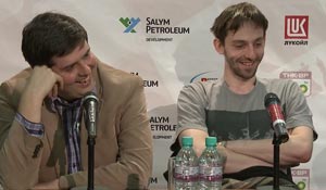 Svidler and Grischuk post game 3. Photo © 