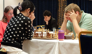 Hou Yifan lost to Alexei Shirov after a rapid playoff. Photo © Susan Polgar.